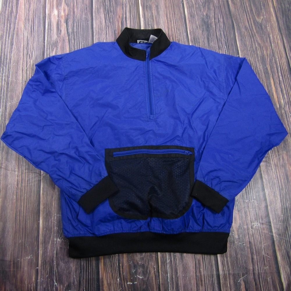 Pro Spirit Jacket Mens M Blue Pullover 1/4 Zip Windbreaker Elastic Waist Pockets